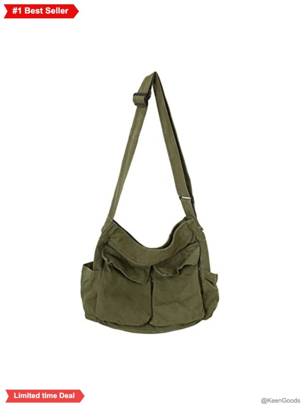 Boho Canvas Crossbody Hobo Bag with Zipper Closure Adjustable Strap